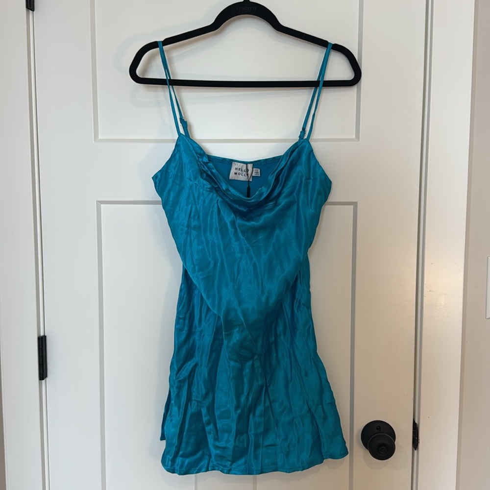 Girls Girl Satin Mini Dress Blue - hello molly